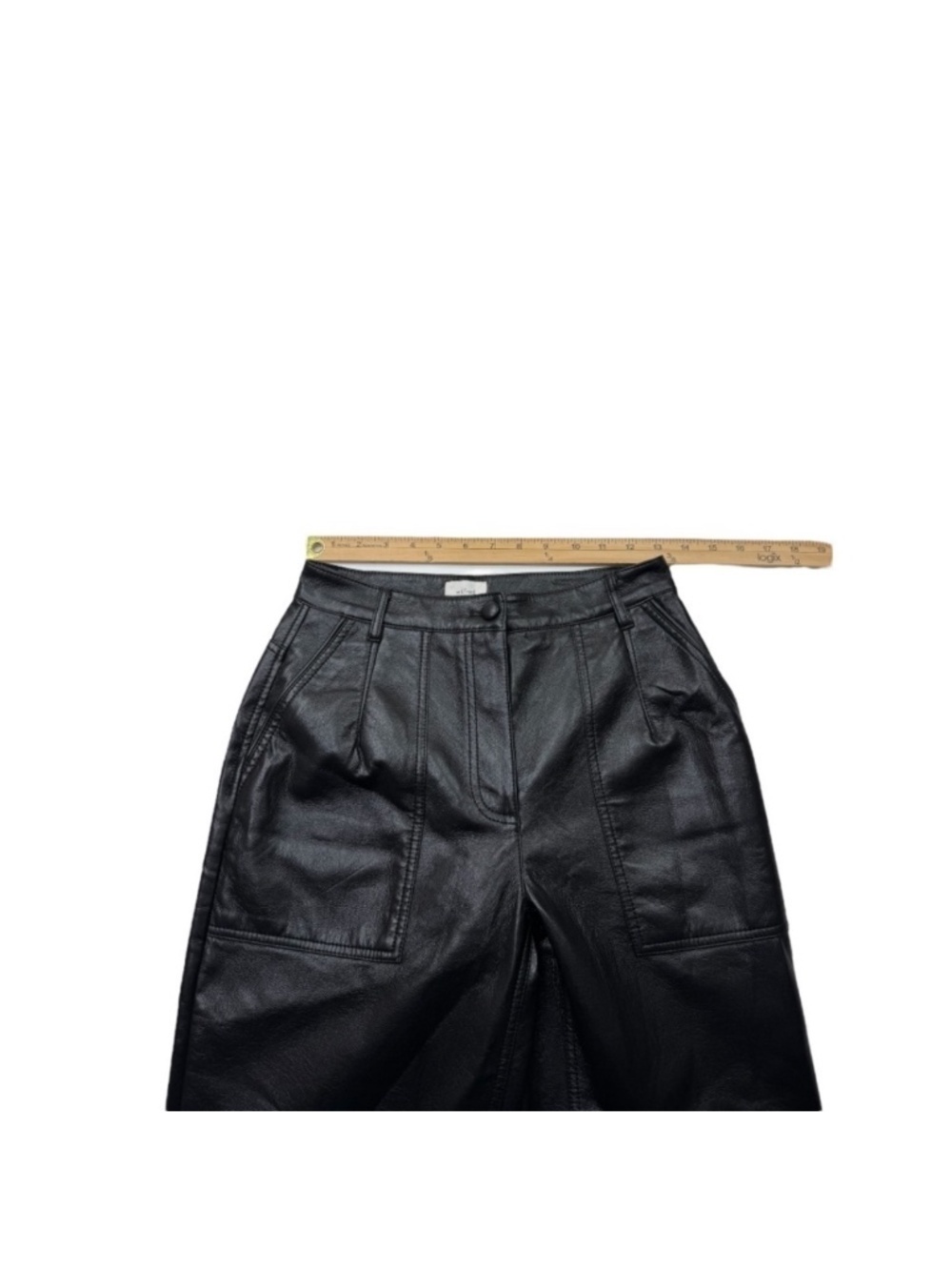 Wilfred Aritzia Black Faux Leather High Rise Straight Leg Pants Size 4 - Picture 9 of 10